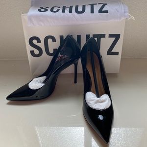 Schultz Black Patent Leather Heels, Size 7